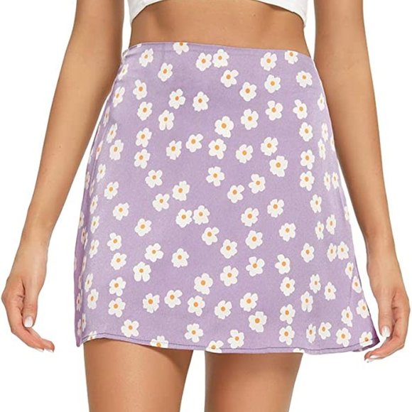 NEW SILKY RETRO FLORAL MINI SKIRT - Picture 6 of 8